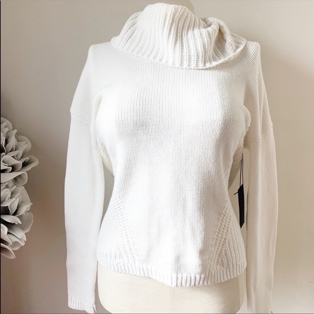 RACHEL ZOE Academia Chunky Cowl-Neck Long Sleeve Sweater Coastal M